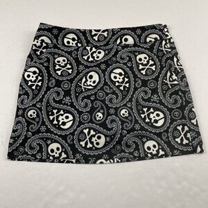 Loudmouth Golf Skort Women’s 4 Black White Skulls Paisley Athletic Shorts